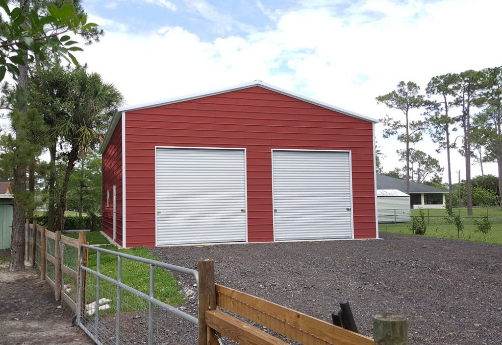 Two Car Prefab Steel Garage Building Kit with Doors